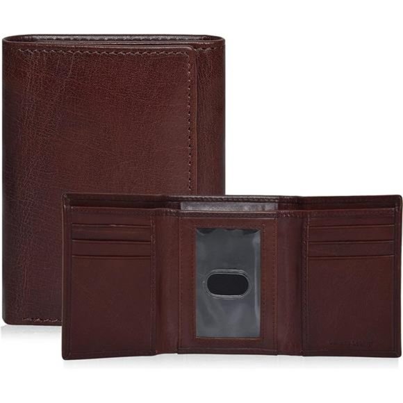 Men's Slim RFID Wallets Genuine Leather Front Pocket Trifold Wallet, Tan